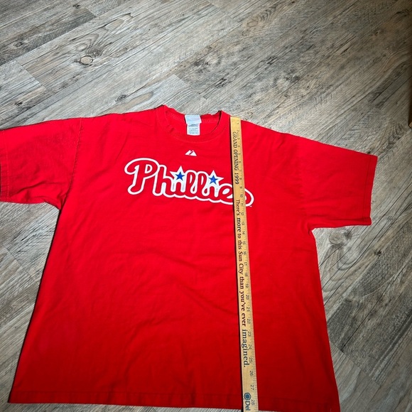 Majestic Philadelphia Phillies Chase Utley Red Baseball Jersey Tee - Picture 8 of 8